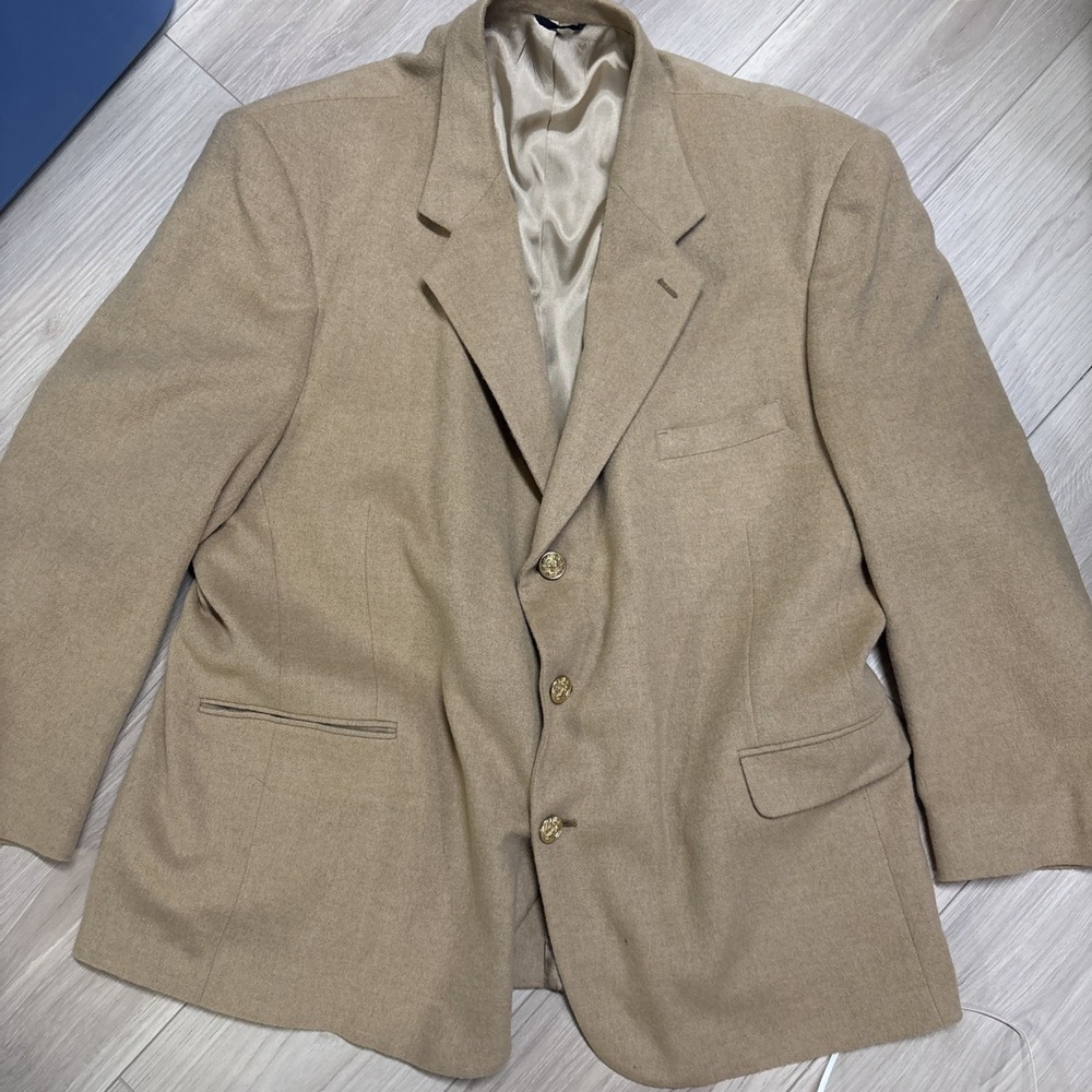 Men's Vintage Camel Hair Blazer, Fully Lined Gold Buttons